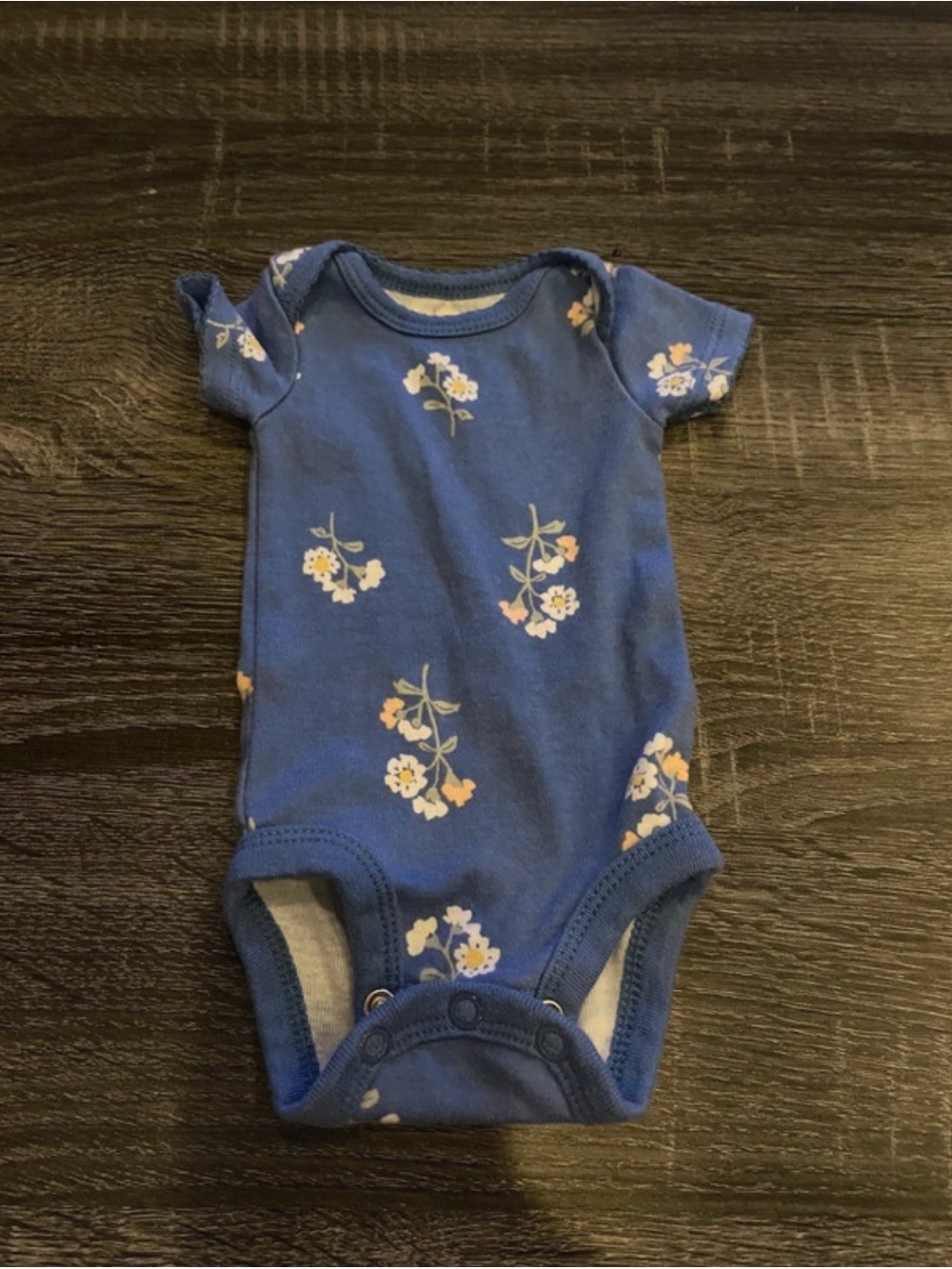 Carter's Blue Floral Short-Sleeve Baby Bodysuit
